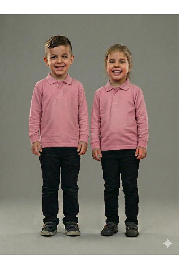 Girls-Boys 2-Pack Long Sleeve Polo Neck T-Shirt