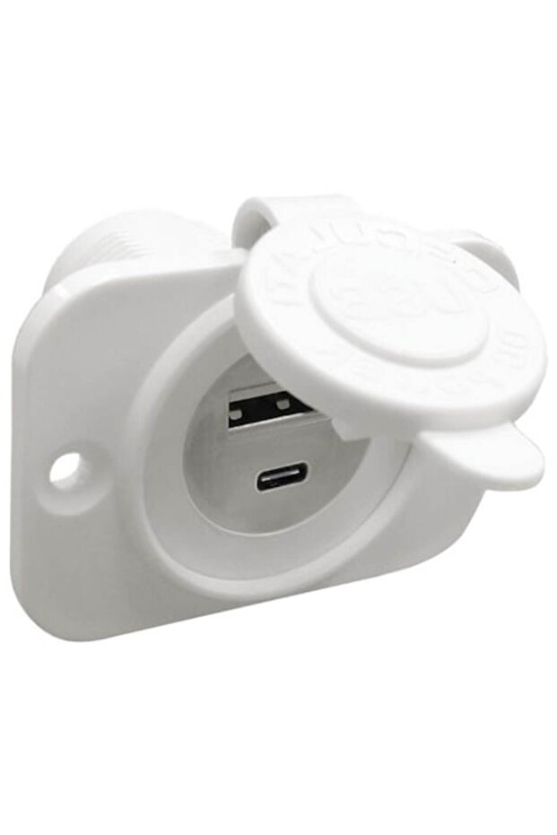 USB Type A + Type C Socket White, - 1