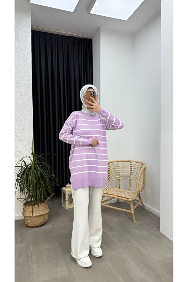 Bisiklet Yaka Merserize Triko Tunik - 4