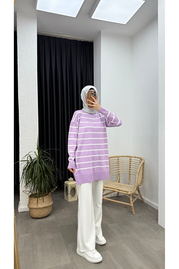 Bisiklet Yaka Merserize Triko Tunik - 1