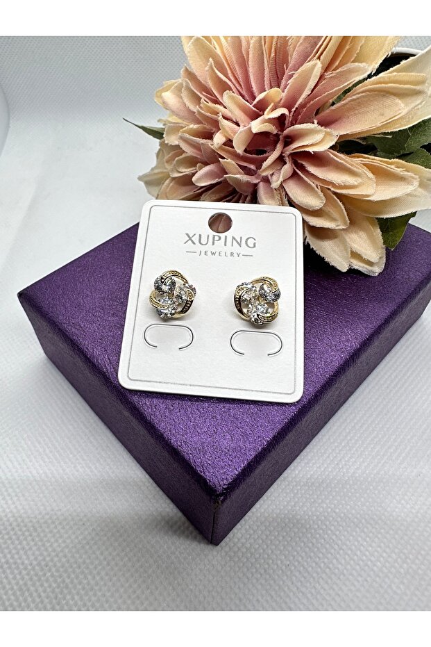 Zircon Stone Rotating Wheel Model Steel Earrings