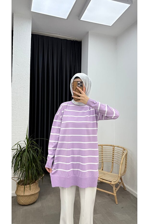 Bisiklet Yaka Merserize Triko Tunik - 3