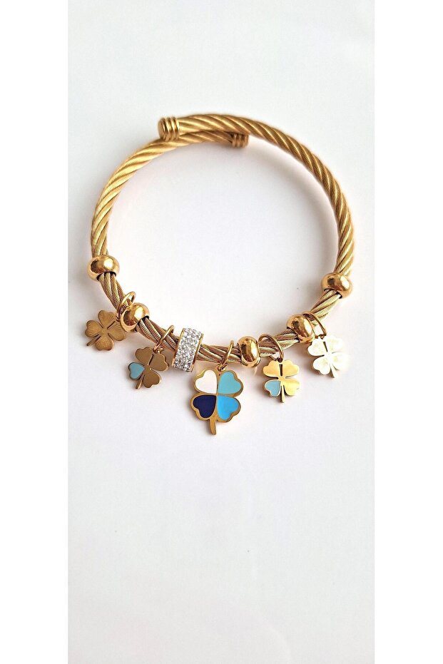 Non-Tarnish Stainless Lucky Clover Steel Bracelet