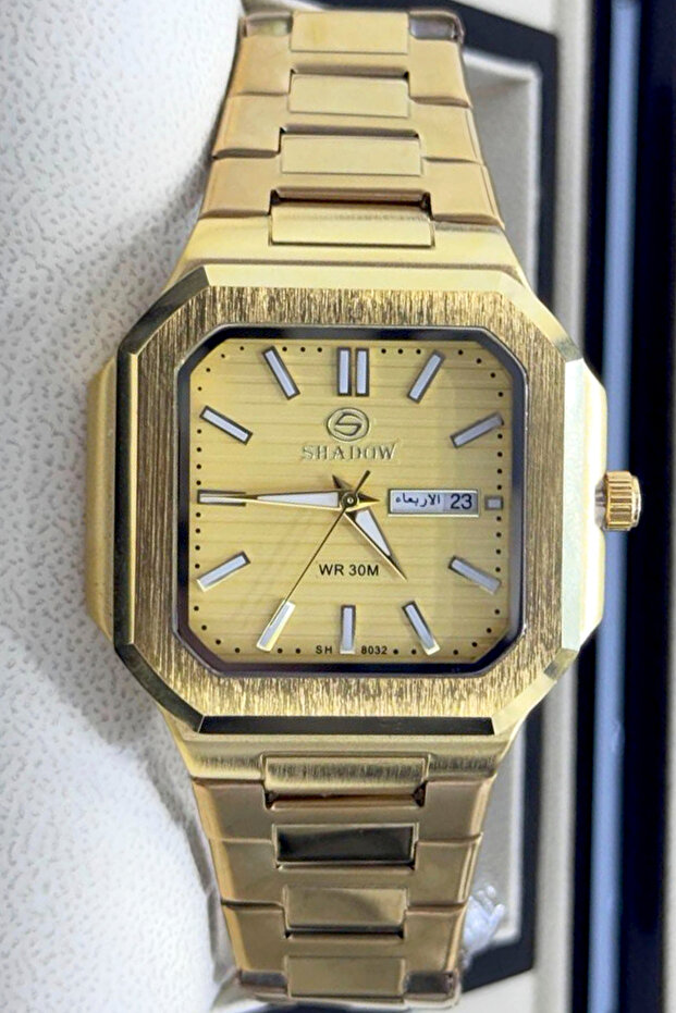 ساعة رجالية أنيقة - علبة مربعة مثمنة الأضلاع - وظيفة اليوم والتاريخ - 1