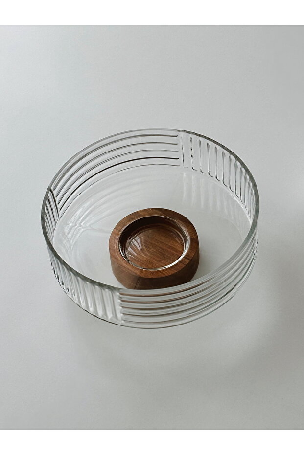 Acacia Base Glass Bowl