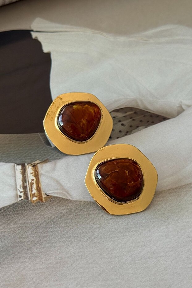 Amber gold plated earrings