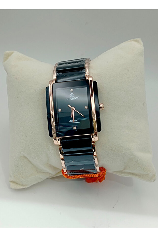 طقم ساعات فاخر للزوجين - تصميم مستطيل أنيق ثنائي اللون - 7