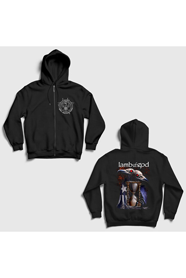 Unisex Black Flag Lamb of God Back Printed Zippered Hooded Sweatshirt 581808Tt