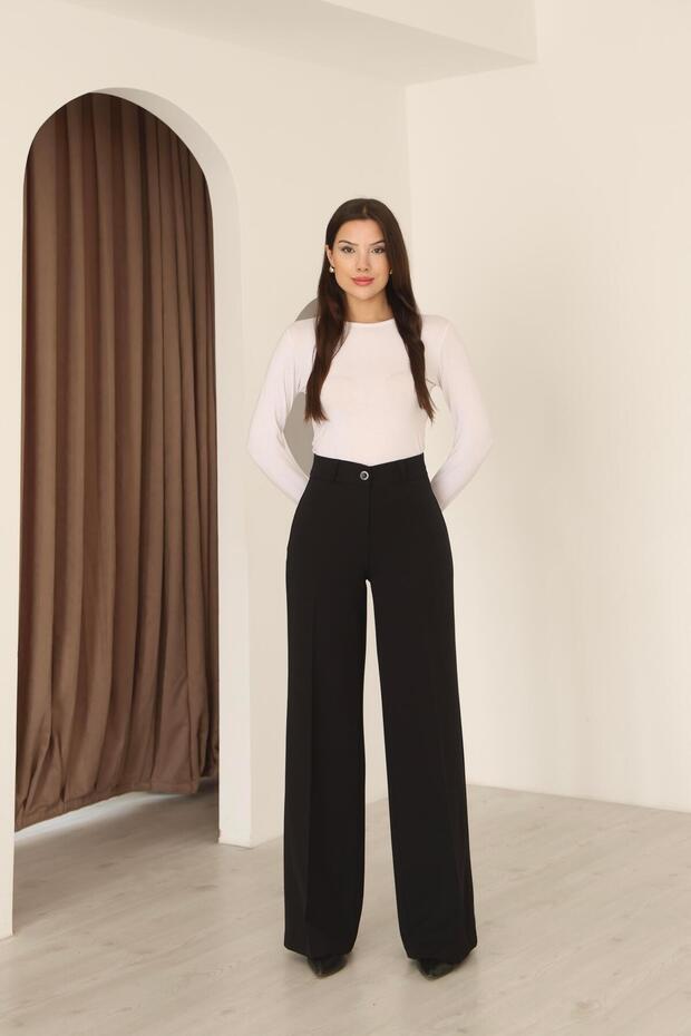 Women's black pleatless Palazzo Pants