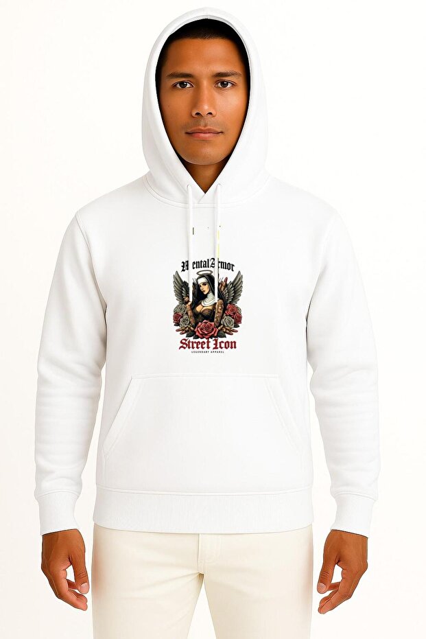 Hooded Mental Armor Street Icon Chest B Printed Unisex Sweatshirt