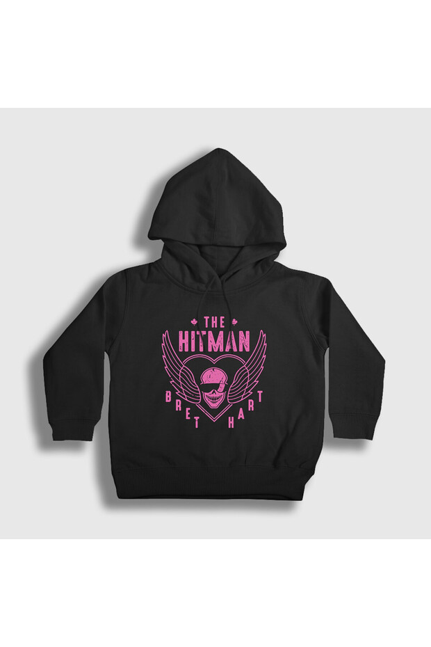 Unisex Kids Black the Hitman Wwf Wwe Bret Hart Hooded Sweatshirt 584321Tt