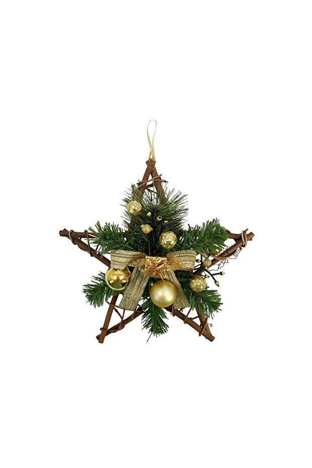 Hanging Rattan Star Gold 30x11x30cm
