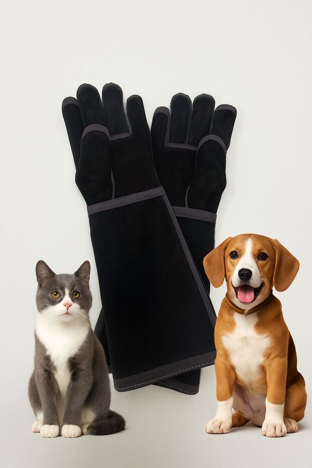 Animal Grooming Glove Long Sleeve - Cat Dog Catching Protection Glove