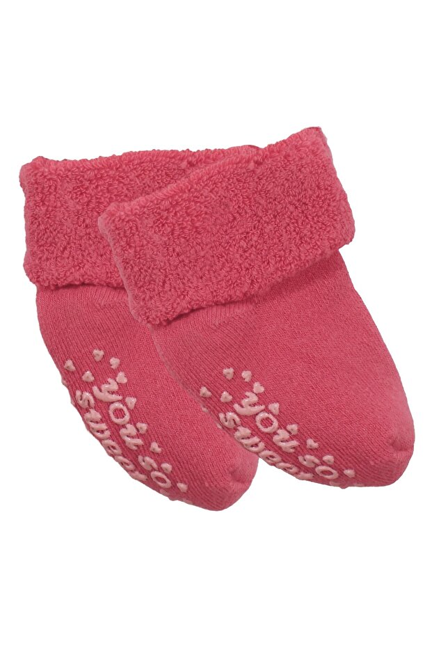 Unisex Fuchsia Curly Sweet Non-Slip Sole Towel Socks