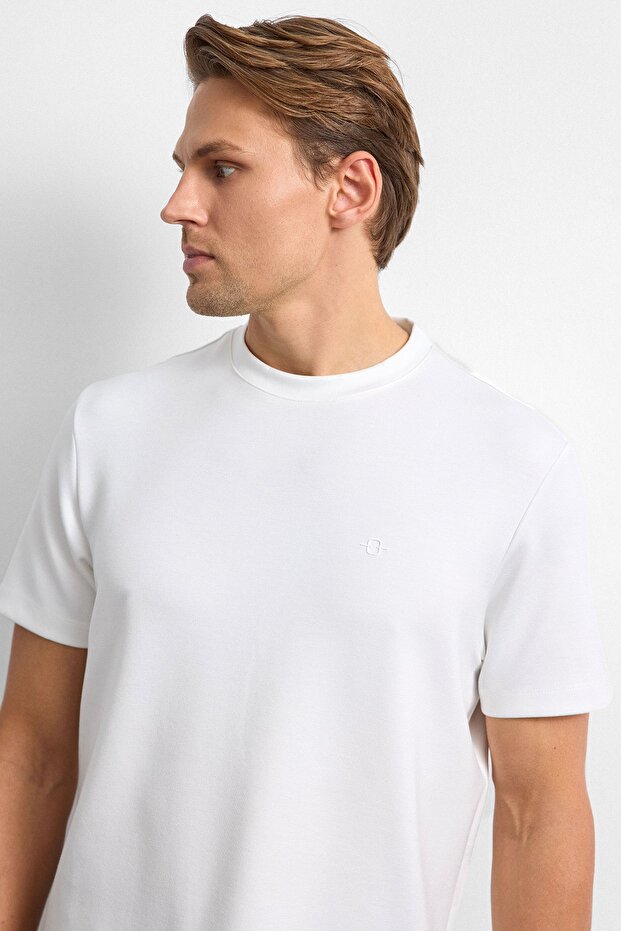 Ekru Regular Fit Basıc Tişört - 5