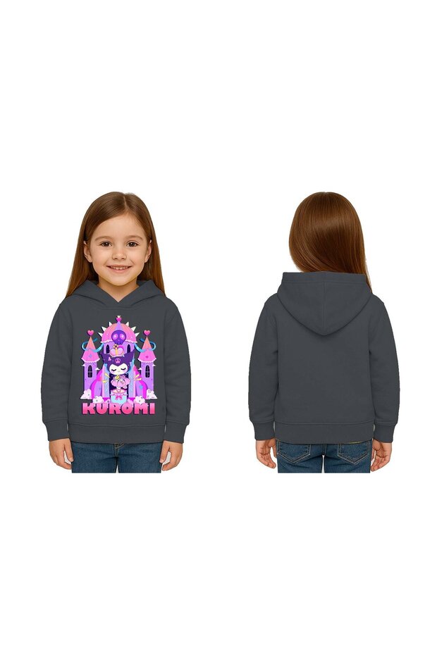 Unisex Printed Children's Swaetshirt Hooded 3 Thread Ş Fleece-Lined Kuromi Printed