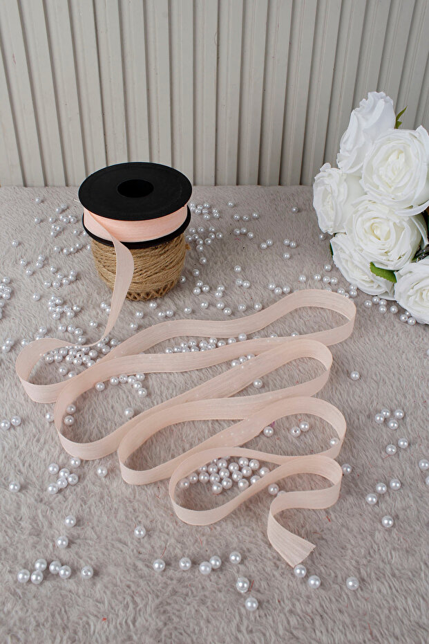 Salmon Napoli Linen Ribbon 2.5 cm 20 m - Gift Box, Wedding, Engagement, Trousseau, Gift, Decoration, Party