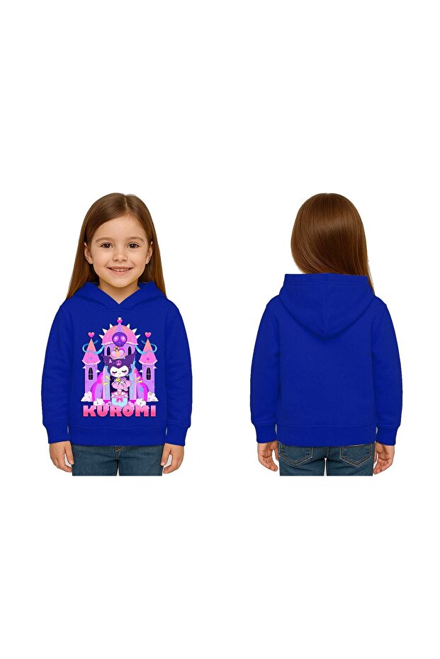 Unisex Printed Children's Swaetshirt Hooded 3 Thread Ş Fleece-Lined Kuromi Printed