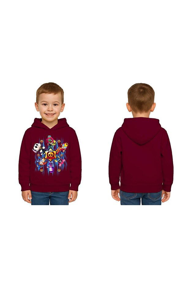 Unisex Printed Brawl Stars Children's Swaetshirt Hooded 3 Thread Rasterated