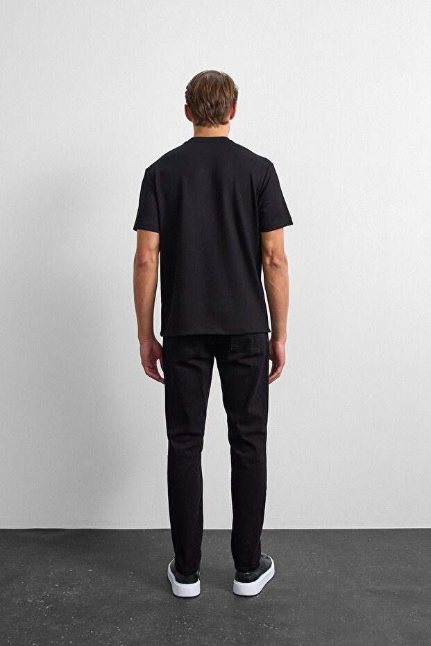 Siyah Regular Fit Basıc Tişört - 6