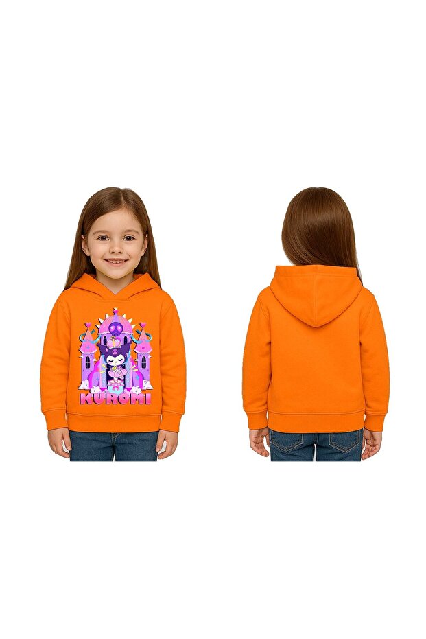 Unisex Printed Children's Swaetshirt Hooded 3 Thread Ş Fleece-Lined Kuromi Printed