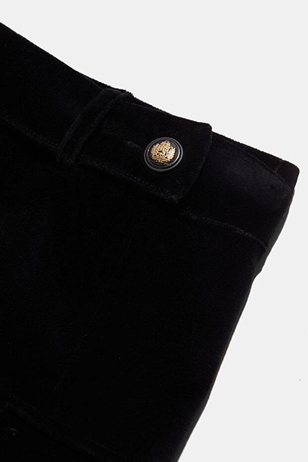 SİYAH KADİFE MİNİ ETEK - 3