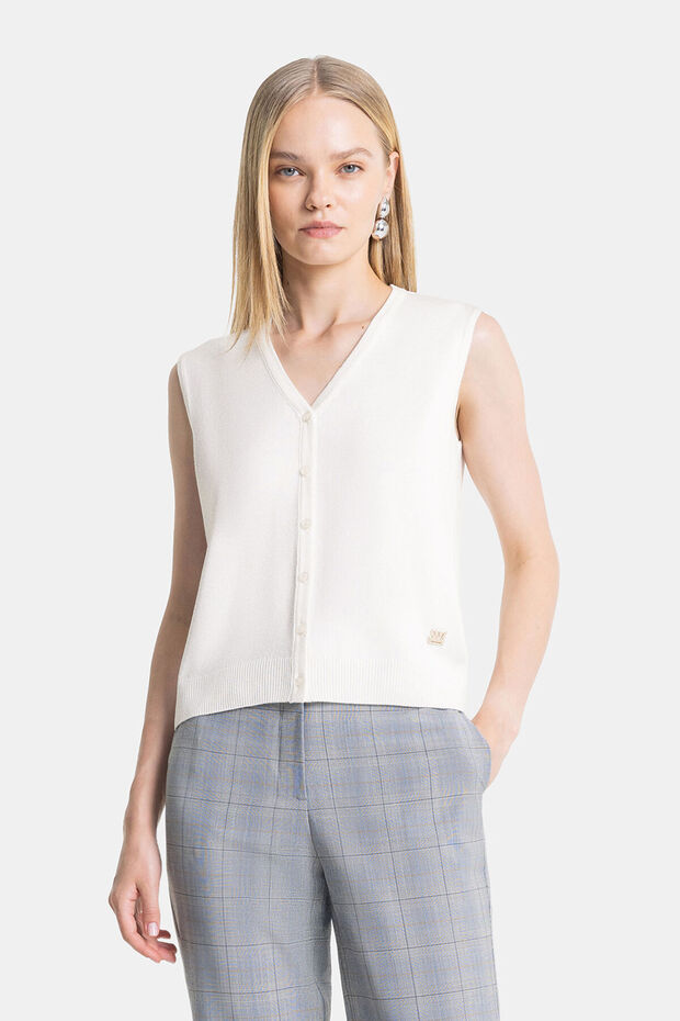 EKRU TRİKO YELEK - 6