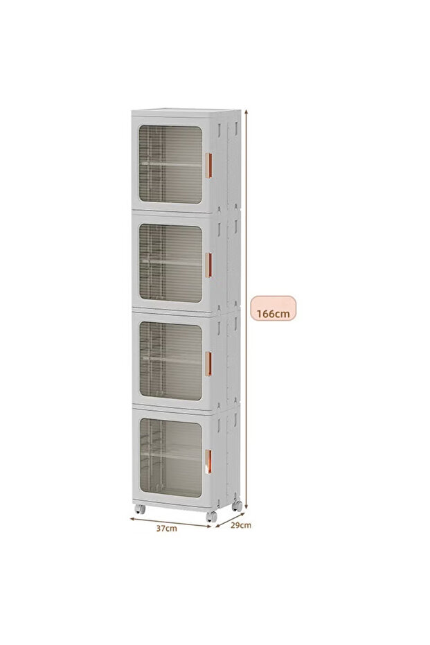 4 Layers Clear Folding Storage Boxes with Wheels