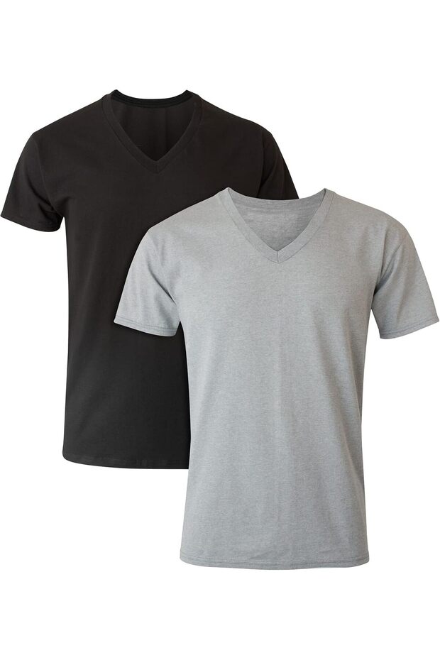 Men's Tagless Cotton V-Neck Undershirts, 2 Pack