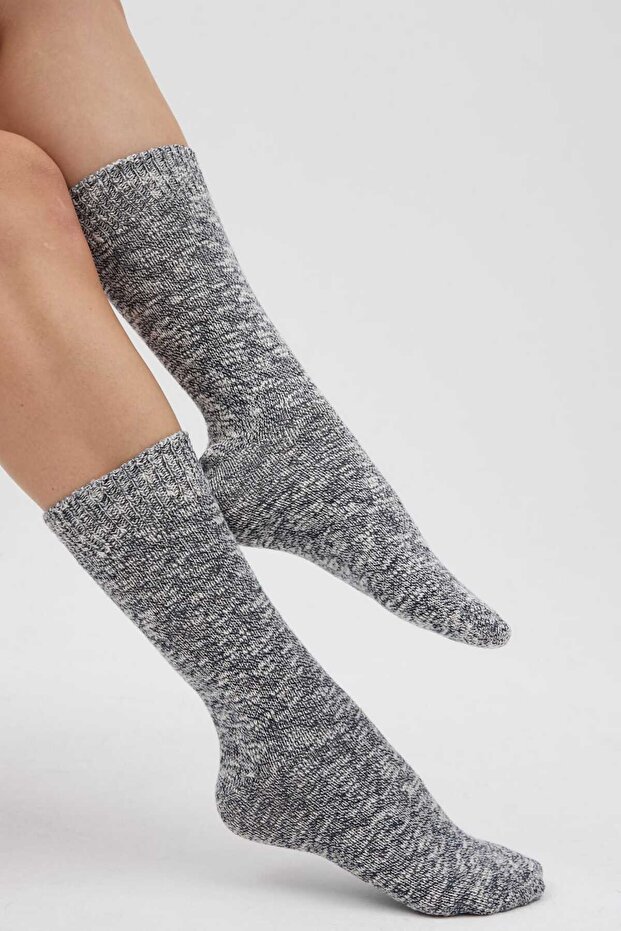 Melanjlı Kalın Kışlık Çorap - 5