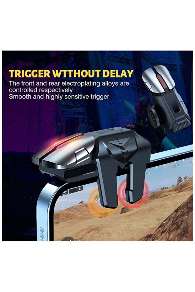 Mobile Game Controller Trigger — 6-Finger Sensitive Shooter Triggers (includes 2 Finger Sleeves) - 4