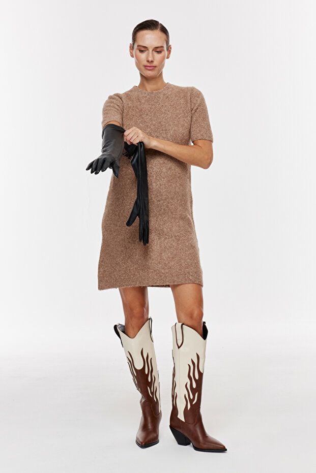 Bisiklet Yaka Triko Elbise - 2