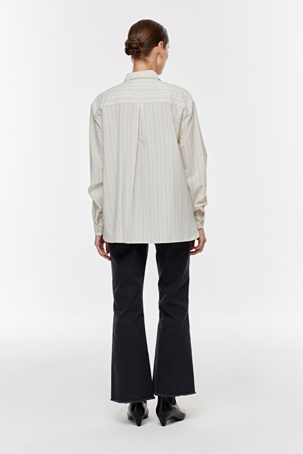 Poplin Çizgili Gömlek - 4