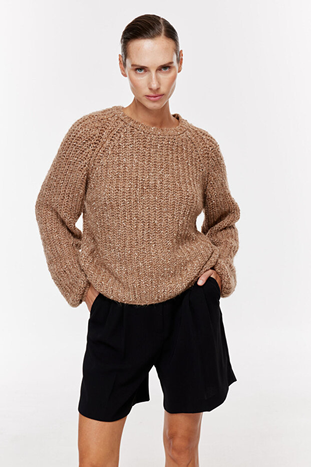 Kalın Örgülü Triko Kazak - 1