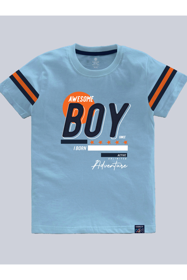 Boys Blue Graphic Print Cotton T-Shirt