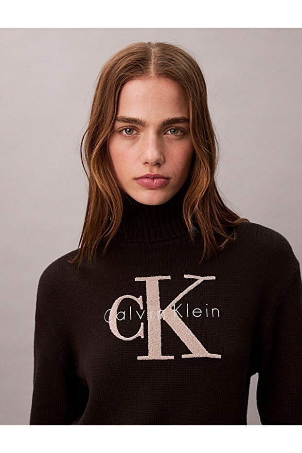 CHENILLE MONOLOGO SWEATER Siyah Kadın Sweatshirt - 2