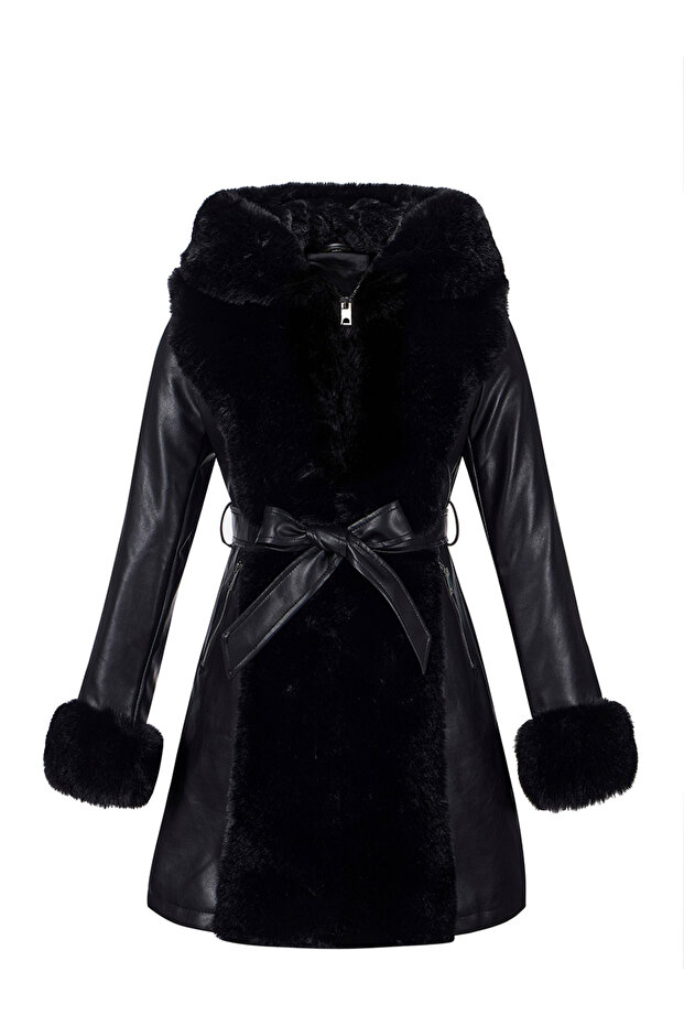 Faux Fur Tim Belted Warm Lining Coat