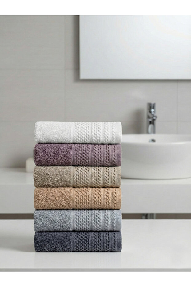 Set of 6 Cotton 50X90 cm Soft & Absorbent Hand and Face Towels