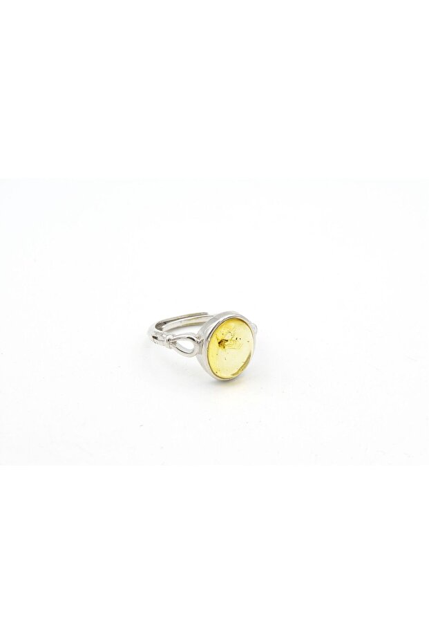 Adjustable Certified Natural Fossil Amber Stone Ring 003