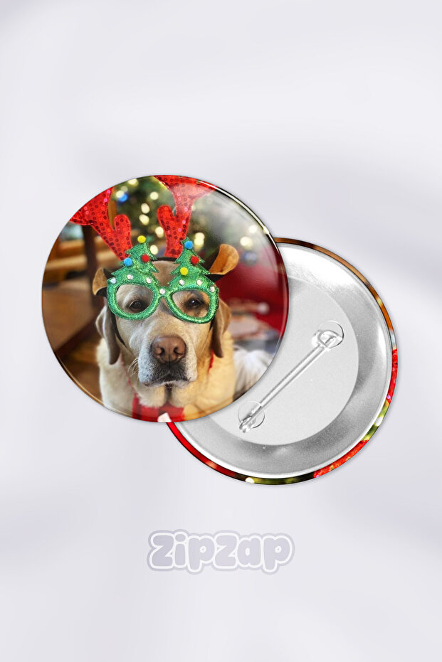 New Year Dogs Cute Sweet New Year Bag Ornament Pin Button Badge Set (1 Pcs)