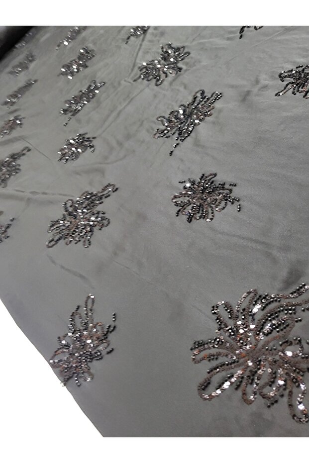 Black Sequin Evening Dress Fabric – Sparkling Stylish Design Fabric, for Dress and Blouse (135 cm Width)
