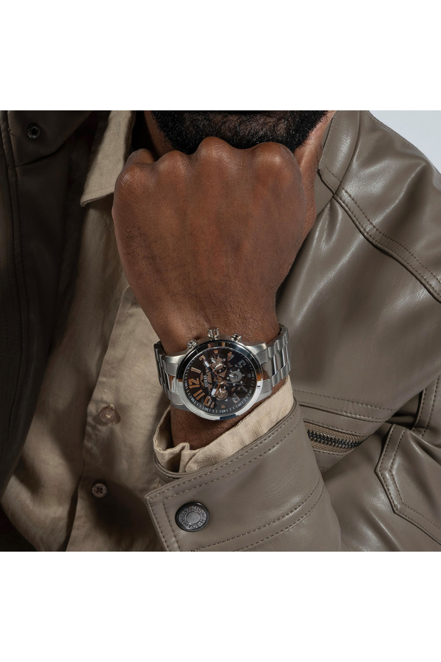 ساعة كرونوغراف فضية للرجال بسوار من الفولاذ المقاوم للصدأ | GW0627G1 | 44 مم - 5