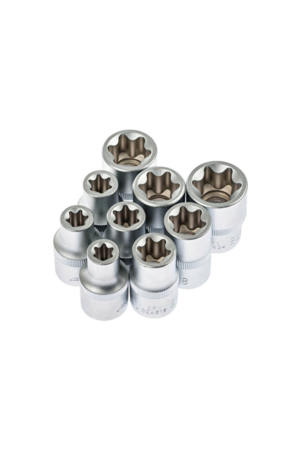 Socket wrench set, E10-E24, 1/2" torx type, 9 pieces, - 3