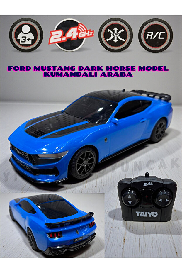 YILDIRIM OYUNCAK Uzaktan Kumandalı Ful Fonksiyon 24 cm Mustang Model Koleksiyon Araba - Dayanıklı Gövde Mustang Araba