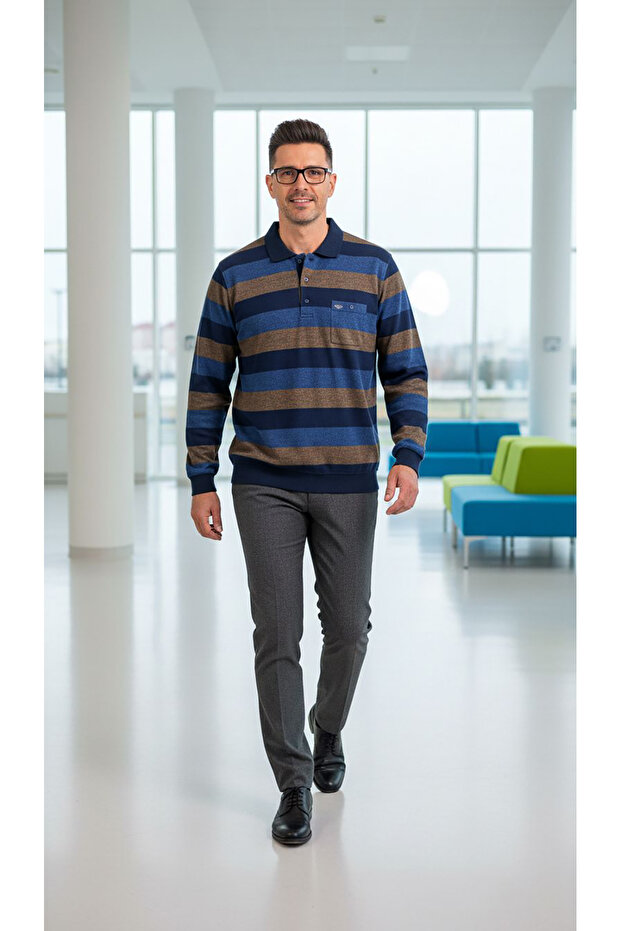 Çizgili selanik dokuma triko - 1