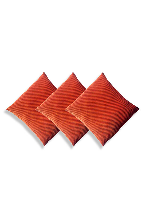 3-Piece Orange 50×50 Stuffed Throw Pillow Set – Lycra Fabric, Decorative Comfort Pillow