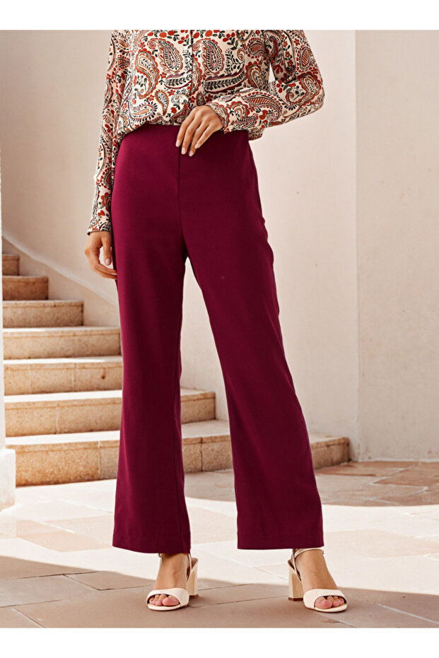 بنطلون واسع الأرجل مع سحاب للإغلاق - 1