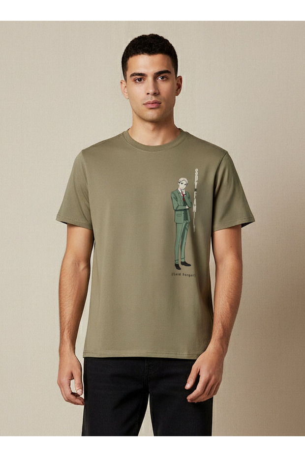 Men Regular Fit Crew Neck Short Sleeve Spy Family Print T-shirt