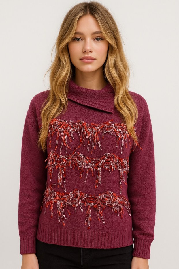 Tassel Detailed Knitwear-25K43853-Fuşya-09