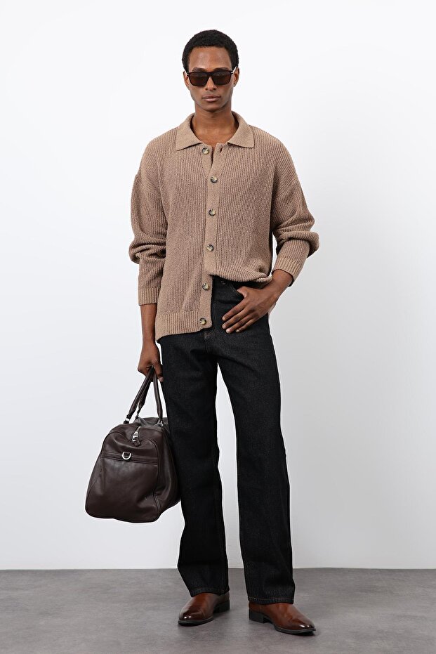 Mink Knitted Sweater Men's Cardigan